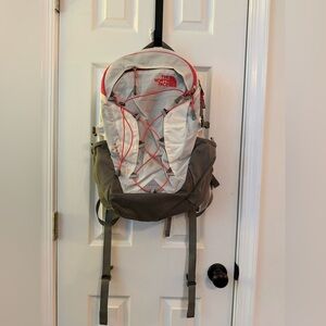 The North Face White and Gray Backpack